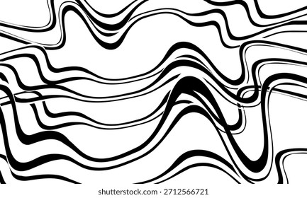 Fondo de Vector de onda Abstractas . Ilusión 3D de agua fluida estilizada. Arte de línea gráfica.