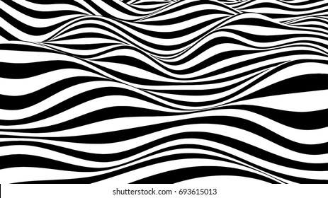 Abstract Wave Vector Background . Stylized Flowing Water 3d Illusion. Graphic Line Art.