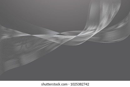 Abstract wave vector background. Website, flyer design. Spectrum wave. Smoky lines. white on dark