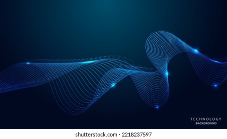 Abstract Wave Vector Beautiful lines, concept, technology, network, internet connection, on a blue background, modern, futuristic.