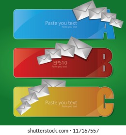 Abstract wave vector colorful background set with mail letters