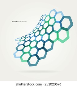Abstract wave Vector hexagons template. 