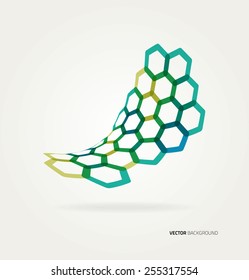 Abstract wave Vector hexagons template. 