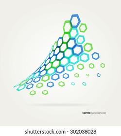 Abstract wave Vector hexagons template. 