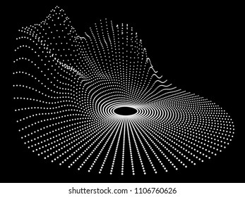 Abstract wave vinyl  record dots on dark background. Vector illustration music.