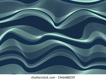 Abstrakte Wellen oder gewellte blaue Seemuster Hintergrund und Textur. Vektorgrafik