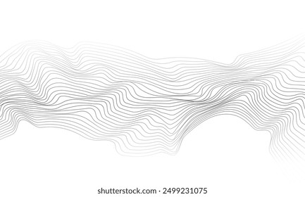 An abstract wave. Wavy monochrome lines create a wave effect. Template for banners, posters, packaging and creative design