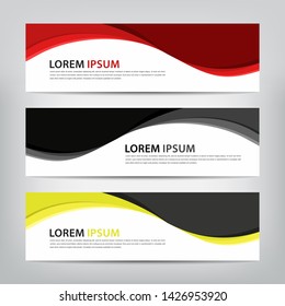 abstract wave web banner template 
with three color options, 
vector illustration