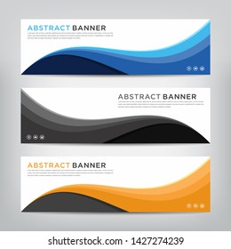 abstract wave web banner template 
with three color options, 
vector illustration