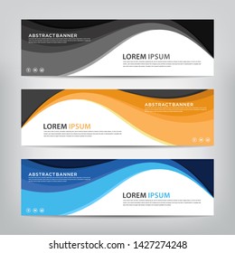 abstract wave web banner template 
with three color options, 
vector illustration