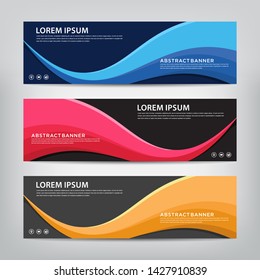 abstract wave web banner template 
with three color options, 
vector illustration