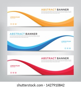 abstract wave web banner template 
with three color options, 
vector illustration