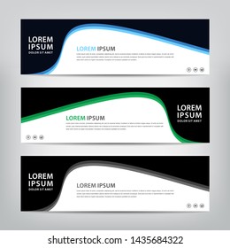 abstract wave web banner template 
with three color options, 
vector illustration