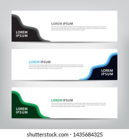 abstract wave web banner template 
with three color options, 
vector illustration