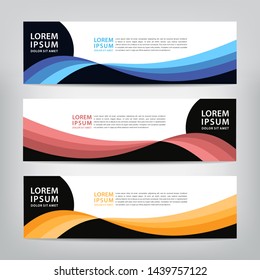 abstract wave web banner template 
with three color options, 
vector illustration