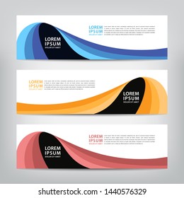 abstract wave web banner template 
with three color options, 
vector illustration