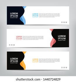 abstract wave web banner template 
with three color options, 
vector illustration