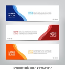 abstract wave web banner template 
with three color options, 
vector illustration