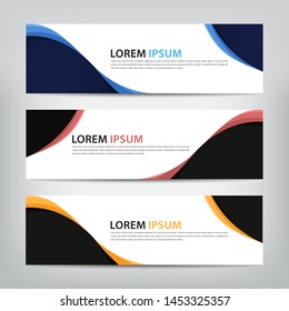 abstract wave web banner template 
with three color options, 
vector illustration