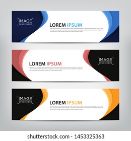 abstract wave web banner template 
with three color options, 
vector illustration