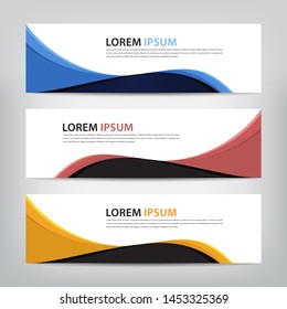abstract wave web banner template 
with three color options, 
vector illustration
