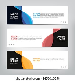 abstract wave web banner template 
with three color options, 
vector illustration