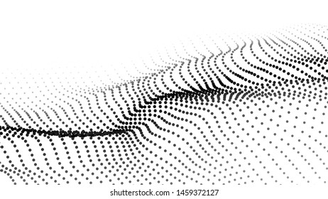 Abstract wave in white background. Wave of particles. Vector illustration. 