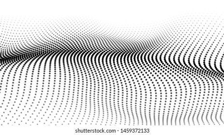Abstract wave in white background. Wave of particles. Vector illustration. 
