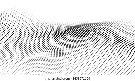 Abstract wave in white background. Wave of particles. Vector illustration. 