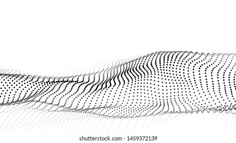 Abstract wave in white background. Wave of particles. Vector illustration. 