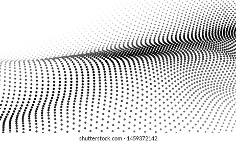 Abstract wave in white background. Wave of particles. Vector illustration. 