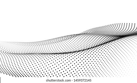 Abstract wave in white background. Wave of particles. Vector illustration. 