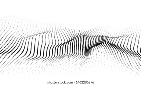 Abstract wave in white background. Wave of particles. Vector illustration. 