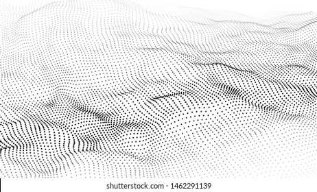 Abstract wave in white background. Wave of particles. Vector illustration. 