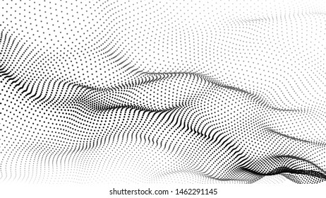Abstract wave in white background. Wave of particles. Vector illustration. 
