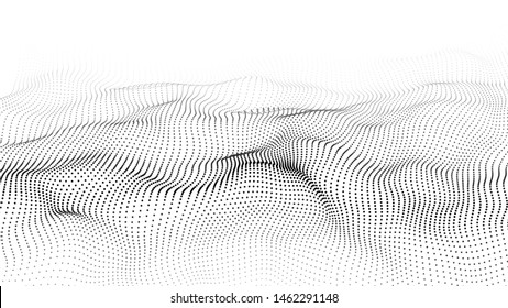 Abstrakte Welle auf weißem Hintergrund.Welle von Partikeln.Vektorgrafik. 