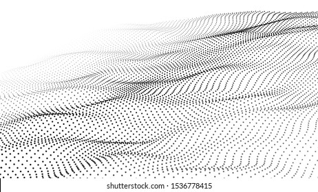 Abstract wave in white background. Wave of particles. Vector illustration.