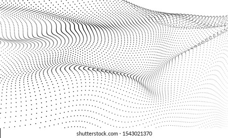 Abstract wave in white background. Wave of particles. Vector illustration.