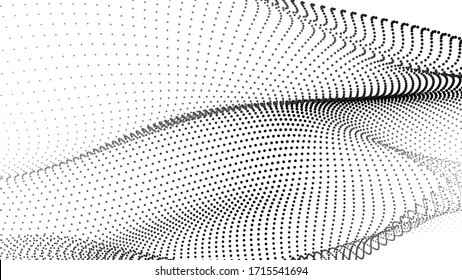 Ola abstracta de fondo blanco. Ola de partículas. Ilustración vectorial.