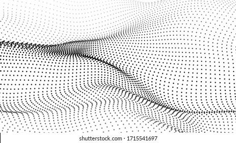 Abstract wave in white background. Wave of particles. Vector illustration.