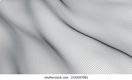 Ola abstracta con fondo blanco. Ola de partículas. Ilustración 3d, Ilustración vectorial.
