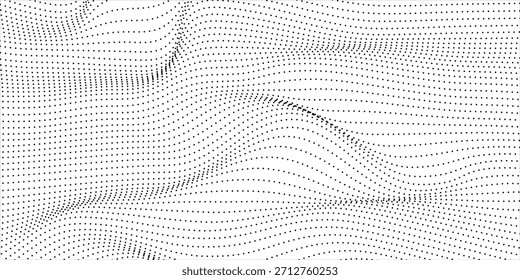 Onda abstrata em fundo branco. Onda de partículas. Ilustração vetorial. 