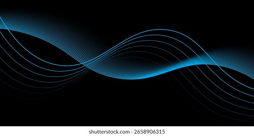 Plano de fundo do elemento wireframe da onda abstrata. Padrão ondulado de arte de linha estilizada. Plano de fundo digital da linha de onda curva.
