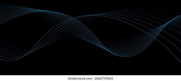 Abstract wave wireframe element background. Stylized line art wavy pattern. Curved wave line digital background.
