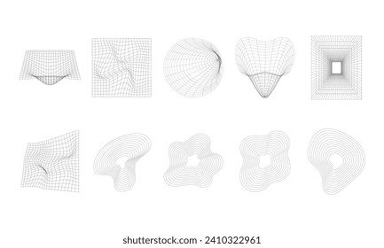 Abstract Wave Wireframe Element Set