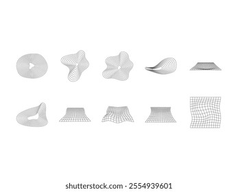 Abstract Wave Wireframe Element Set