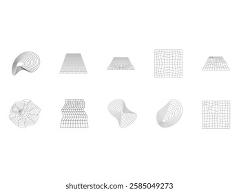 Abstract Wave Wireframe Element Set