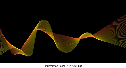Abstract Wave yellow and orange in the dark bacground.