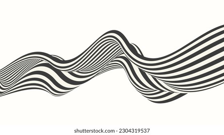 Abstract wave,black and white wavy stripes or lines design.