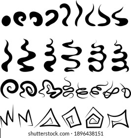 abstrakte, handgezeichnete Linien, Vektorgrafik für Design-Webelemente aus schwarz-weißem Doodle-Set-Retro-Ornament